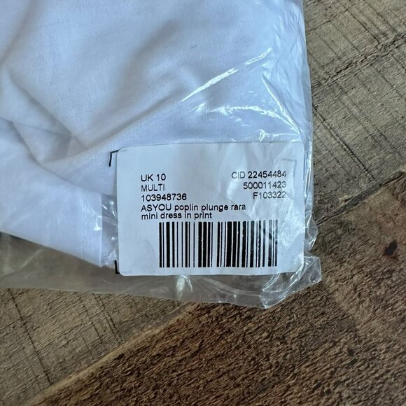 AsYou White Puff Sleeve Poplin Plunge Rara Mini Dress Size 6 - Picture 6 of 6